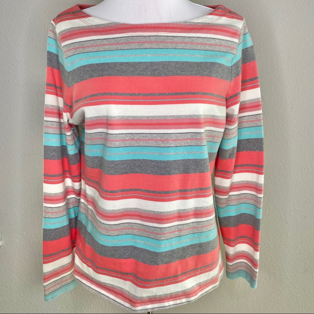 Talbots Striped 3/4 Sleeve Top Large